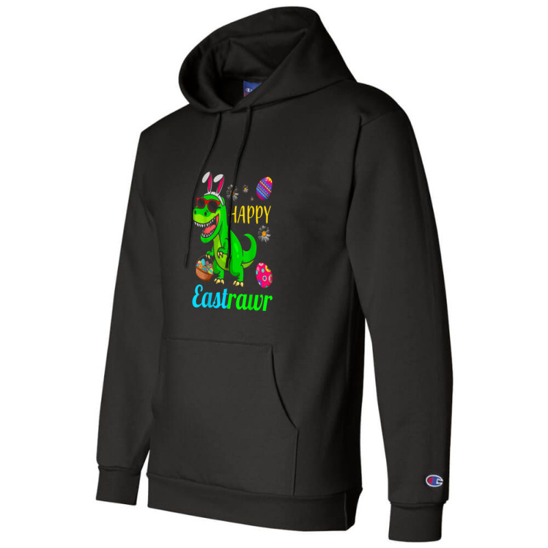 Happy Eastrawr Dinosaur With Bunny Ears And Eggs Basket Champion Hoodie by asilamiraty | Artistshot