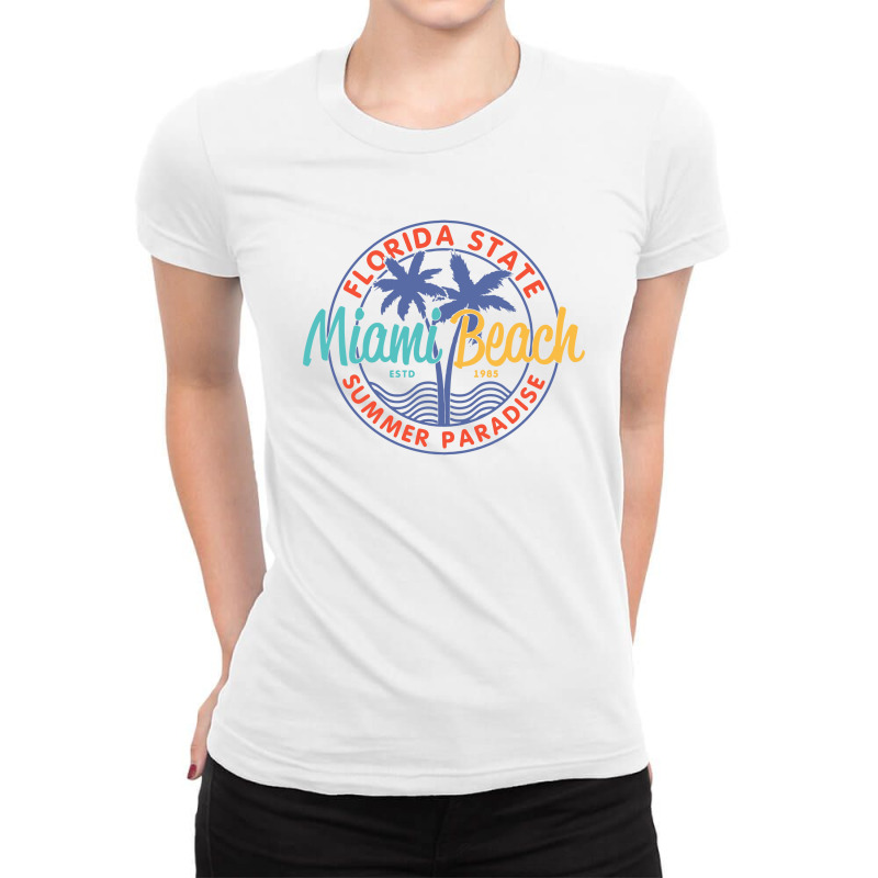 Miami Beach Summer Paradise Ladies Fitted T-Shirt by devy | Artistshot