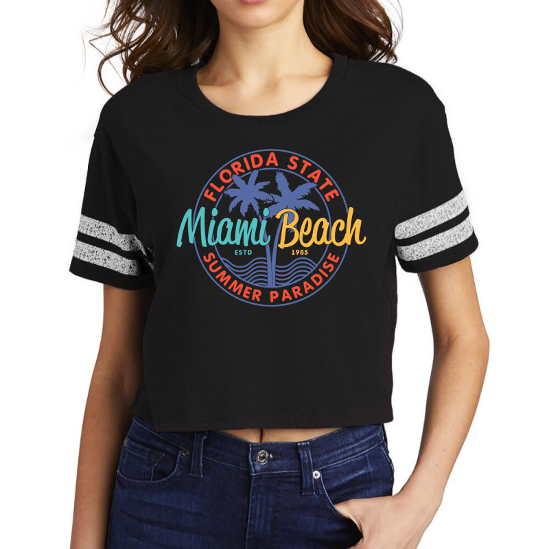 Miami Beach Summer Paradise Scorecard Crop Tee by devy | Artistshot