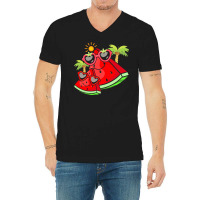 Watermelon T  Shirt Melon Sunglasses Exotic Summer Fruit Palm Trees Fu V-neck Tee | Artistshot