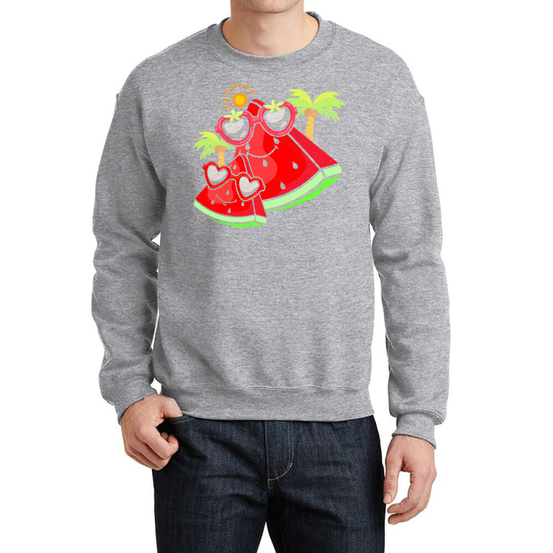 Watermelon T  Shirt Melon Sunglasses Exotic Summer Fruit Palm Trees Fu Crewneck Sweatshirt | Artistshot