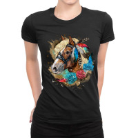 Haflinger Horse Floral Ladies Fitted T-shirt | Artistshot