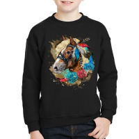 Haflinger Horse Floral Youth Sweatshirt | Artistshot