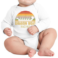 Vintage Retro Dragon Boat Racing Striped Sunset Graphic T Shirt Long Sleeve Baby Bodysuit | Artistshot