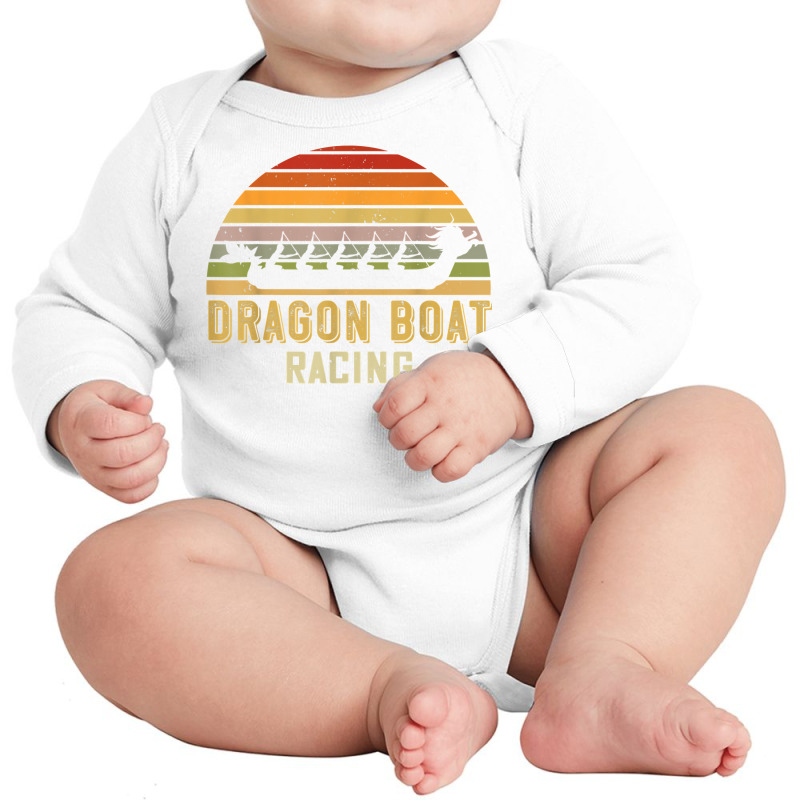 Vintage Retro Dragon Boat Racing Striped Sunset Graphic T Shirt Long Sleeve Baby Bodysuit by sosieclaton | Artistshot