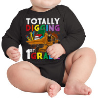 Kids First Day Of School Tractor Totally Digging 1st Grade Gift T Shir Long Sleeve Baby Bodysuit | Artistshot