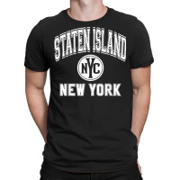 Staten Island New York Nyc Varsity Style Pink W White Print T Shirt T-shirt | Artistshot