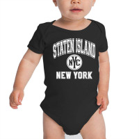 Staten Island New York Nyc Varsity Style Pink W White Print T Shirt Baby Bodysuit | Artistshot