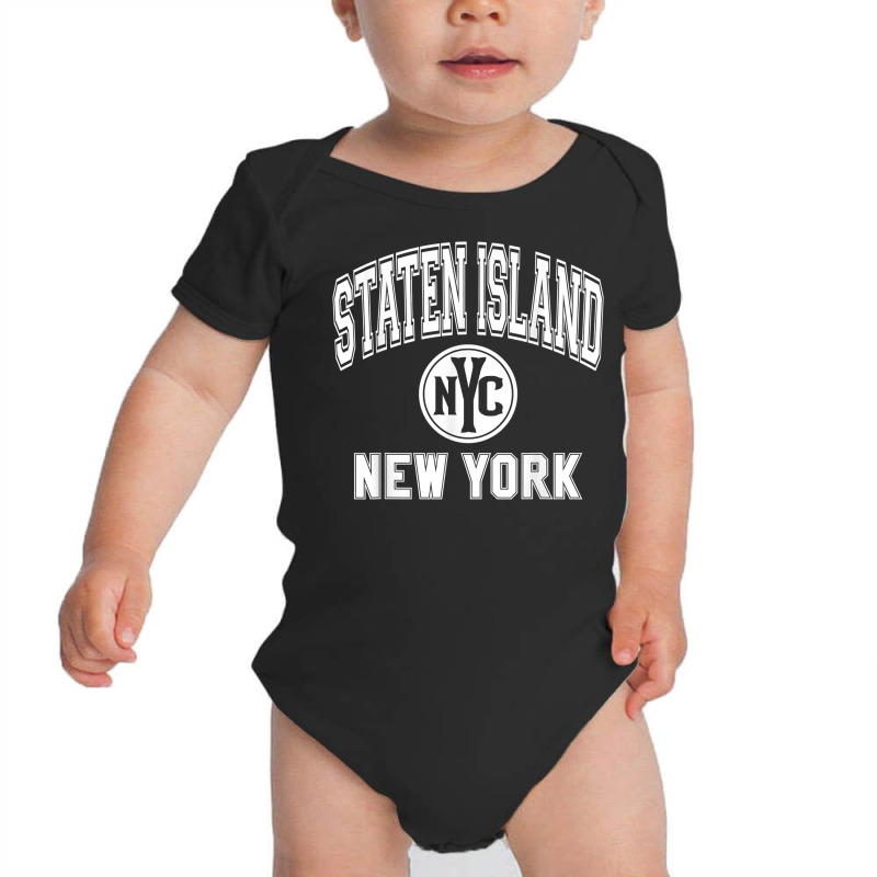 Staten Island New York Nyc Varsity Style Pink W White Print T Shirt Baby Bodysuit by MoczoTenleigh | Artistshot