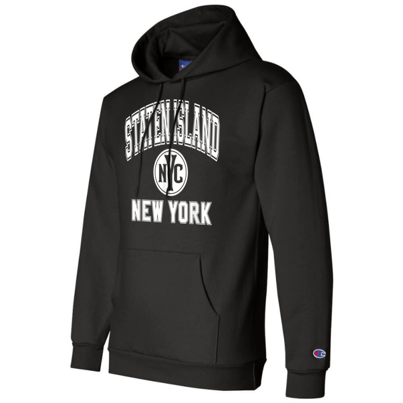 Staten Island New York Nyc Varsity Style Pink W White Print T Shirt Champion Hoodie by MoczoTenleigh | Artistshot