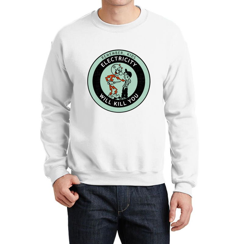 Retro Electricity Public Service Ad 1970   Humor Crewneck Sweatshirt | Artistshot