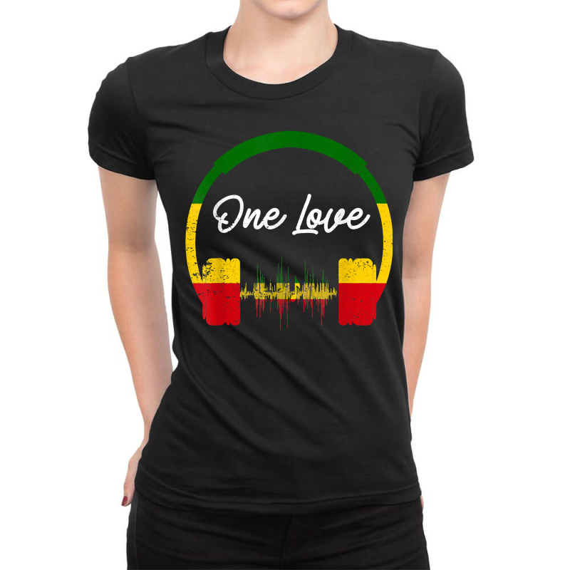 Rasta Reggae Music Headphones Jamaican Pride T Shirt Ladies Fitted T-Shirt by SchonbergerKamile | Artistshot