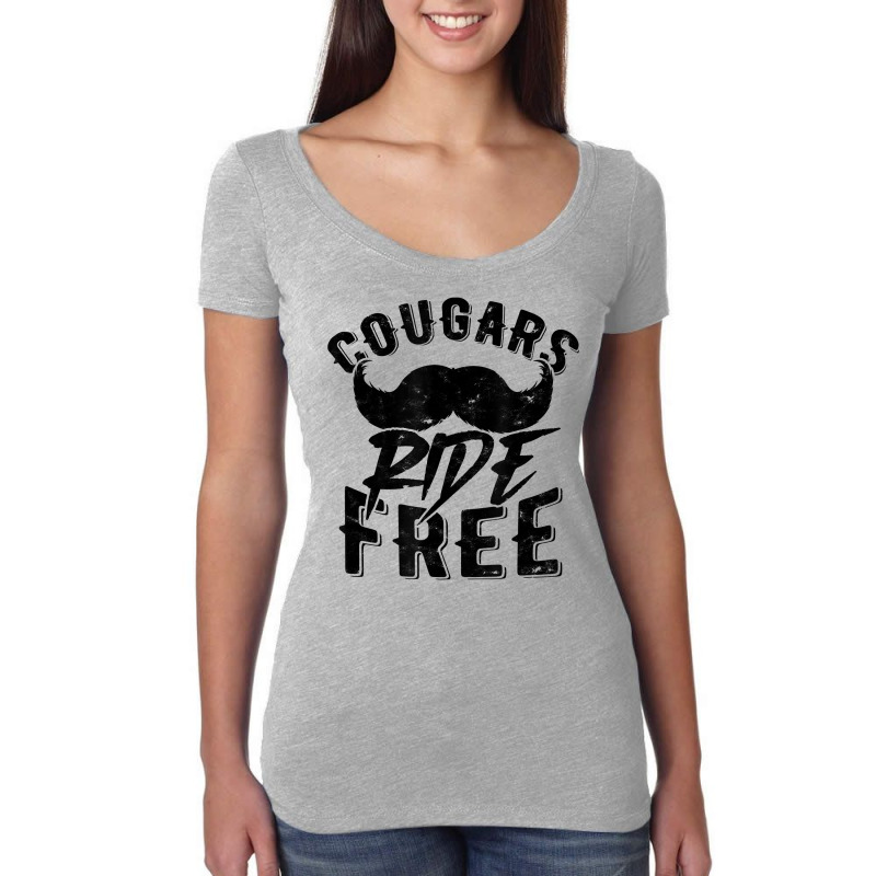 Cougars Ride Free   Mustache Cougar Bait T Shirt Women's Triblend Scoop T-shirt by AshleyPenez | Artistshot