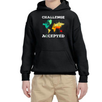 Challenge Accepted Map Travel World Traveler Youth Hoodie | Artistshot