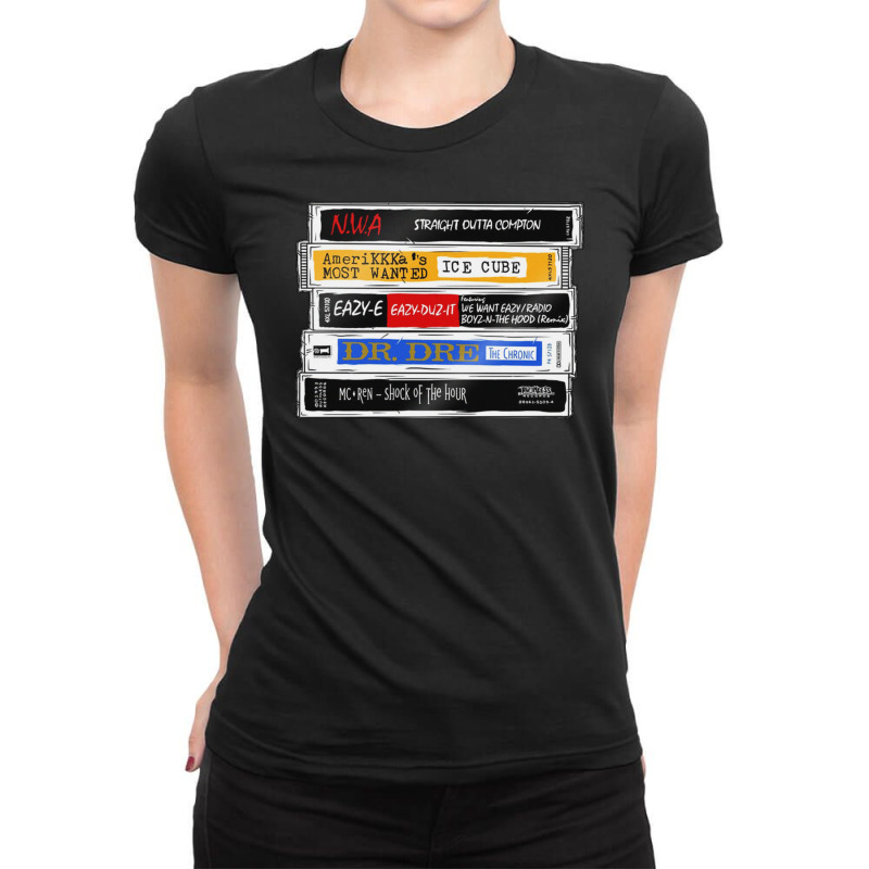 Music Vinyl Tape Cassette Ladies Fitted T-Shirt by zig street | Artistshot