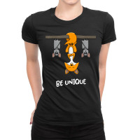 Fox Bat Animal Quote Be Unique Motivational T Shirt Ladies Fitted T-shirt | Artistshot