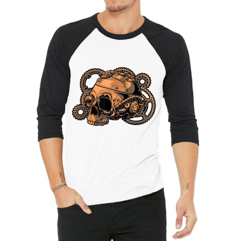 Steampunk Victorian   Steam Powered Engine Skull T Shirt 3/4 Sleeve Shirt | Artistshot