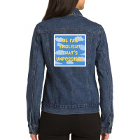 Katana Cat Stone Background 95683693 Ladies Denim Jacket | Artistshot