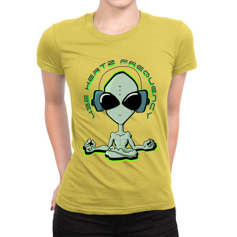 Meditation Alien Ladies Fitted T-Shirt by New Vibes | Artistshot