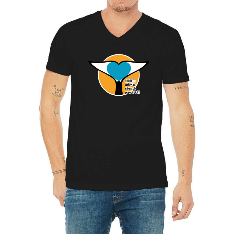 Whale Tail Heart  Protect V-neck Tee | Artistshot