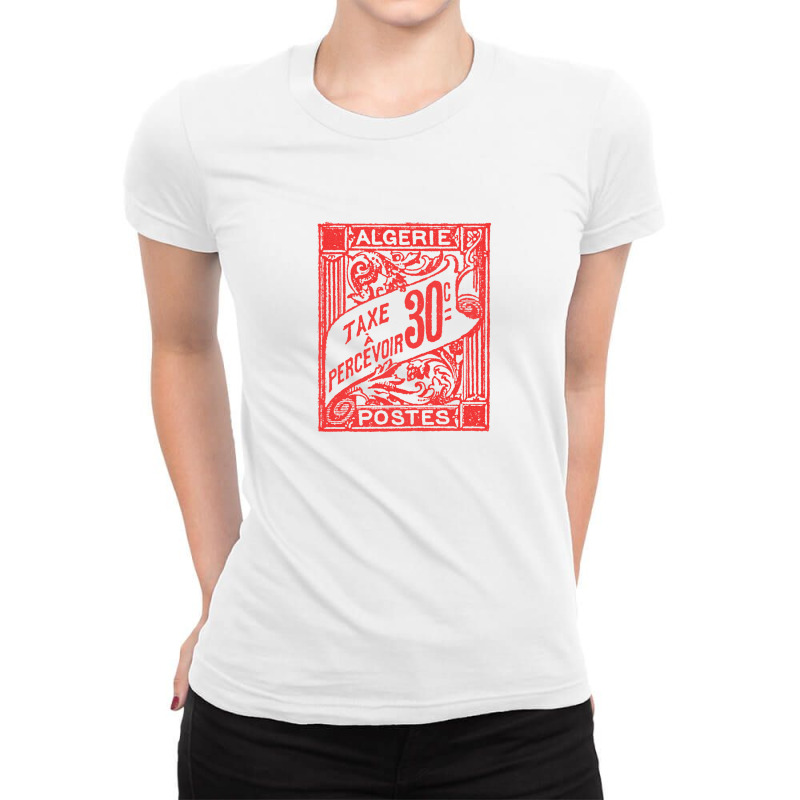 Vintage Algeria Postage Stamp Design Ladies Fitted T-Shirt by sabitung | Artistshot