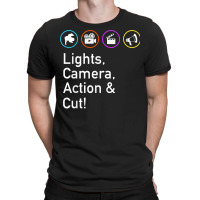 Lights Camera Action & Cut Funny Film Tv Crew Director T Shirt T-shirt | Artistshot