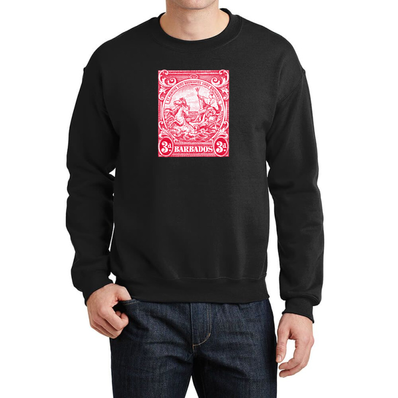 Vintage Barbados Postage Stamp Design Crewneck Sweatshirt by sabitung | Artistshot