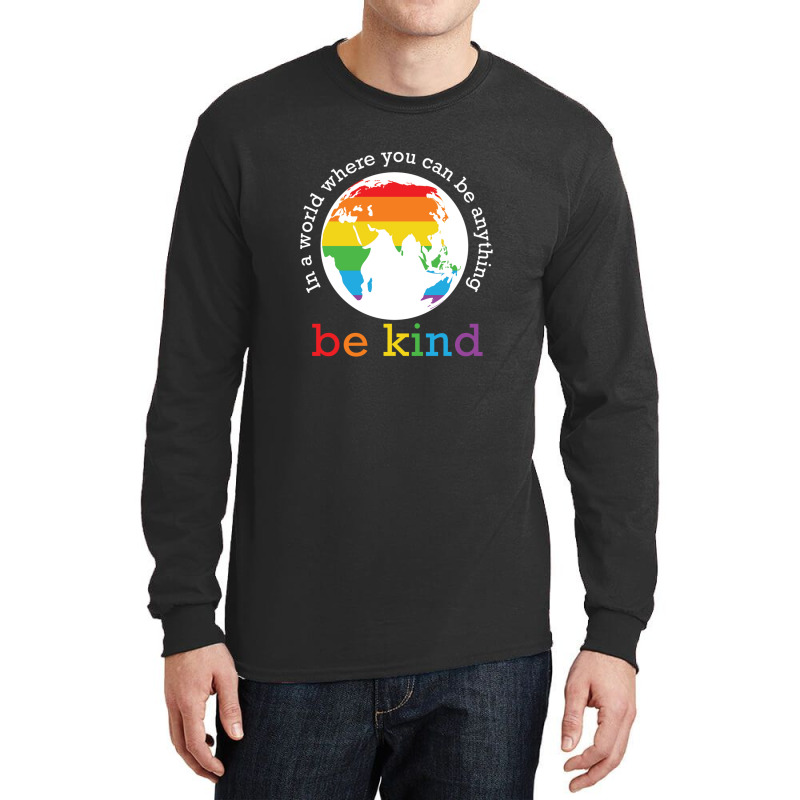 World Map Be Kind Pride 12243309 Long Sleeve Shirts | Artistshot