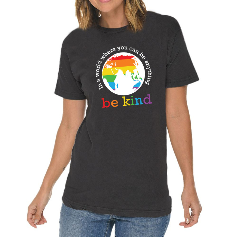 World Map Be Kind Pride 12243309 Vintage T-shirt | Artistshot