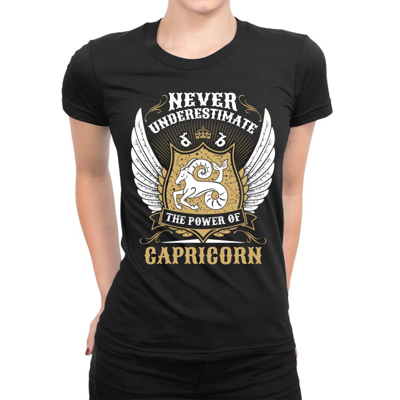 Never Underestimate The Power Of Capricorn Ladies Fitted T-shirt | Artistshot