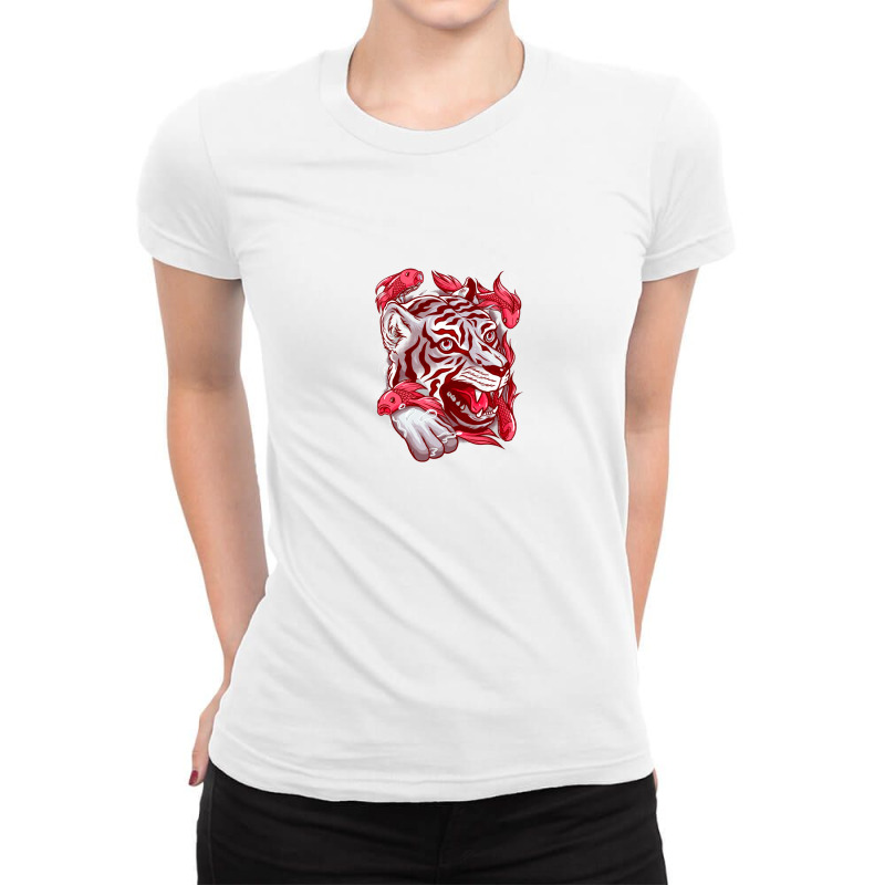 Koi Carp Lion Ladies Fitted T-Shirt by manishjyotistore | Artistshot