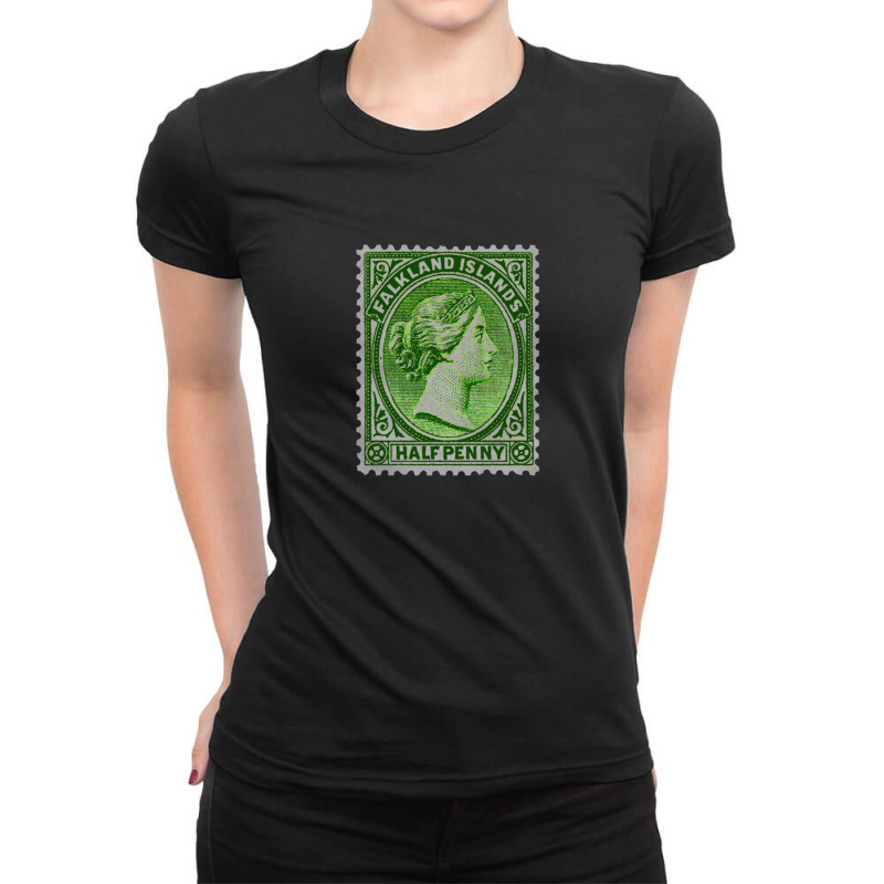 Vintage Falkland Islands Postage Stamp Design Ladies Fitted T-Shirt by sabitung | Artistshot