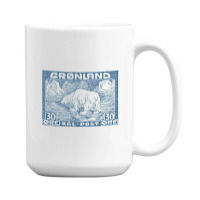 Vintage Greenland Polar Bear Postage Stamp Design 15 Oz Coffee Mug | Artistshot