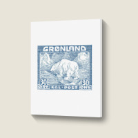 Vintage Greenland Polar Bear Postage Stamp Design Portrait Canvas Print | Artistshot