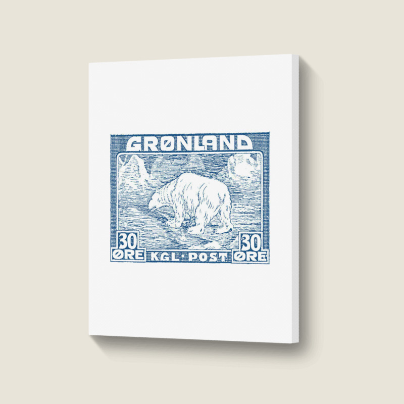 Vintage Greenland Polar Bear Postage Stamp Design Portrait Canvas Print | Artistshot