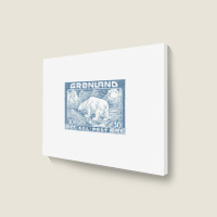 Vintage Greenland Polar Bear Postage Stamp Design Landscape Canvas Print | Artistshot