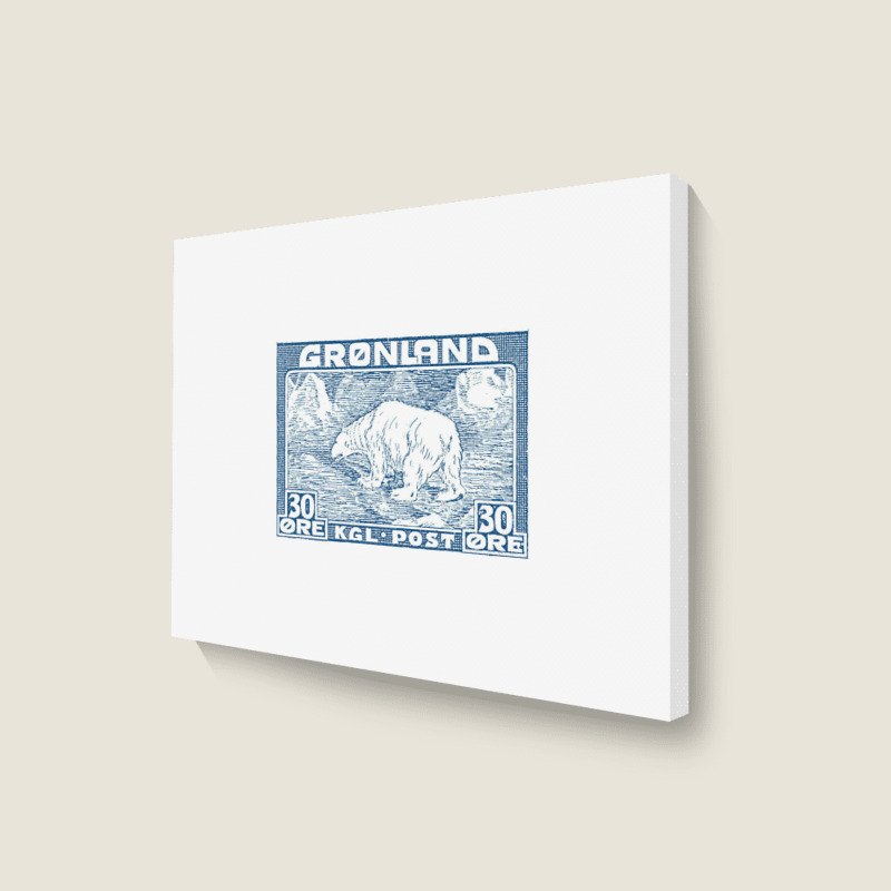 Vintage Greenland Polar Bear Postage Stamp Design Landscape Canvas Print | Artistshot