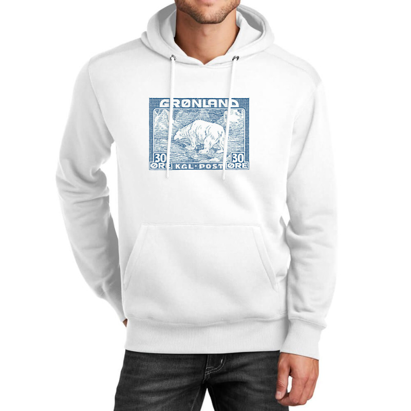 Vintage Greenland Polar Bear Postage Stamp Design Unisex Hoodie | Artistshot