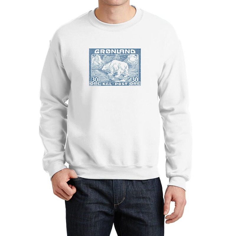 Vintage Greenland Polar Bear Postage Stamp Design Crewneck Sweatshirt | Artistshot