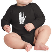 Vintage Palmistry Left Hand Woodcut Design Long Sleeve Baby Bodysuit | Artistshot