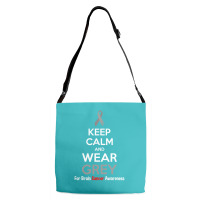 Keep Calm And Wear Grey (for Brain Cancer Awareness) Adjustable Strap Totes | Artistshot