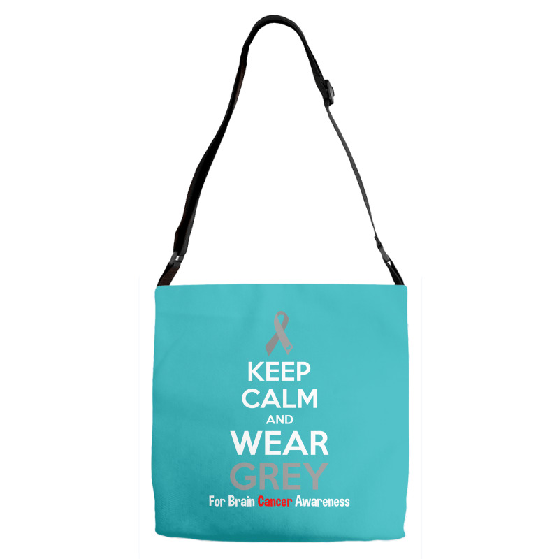 Keep Calm And Wear Grey (for Brain Cancer Awareness) Adjustable Strap Totes | Artistshot