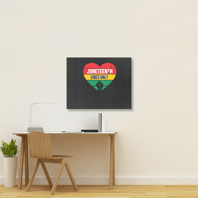 Juneteenth Vibes Only T  Shirt Juneteenth Heart Vibes Only T  Shirt Landscape Canvas Print | Artistshot