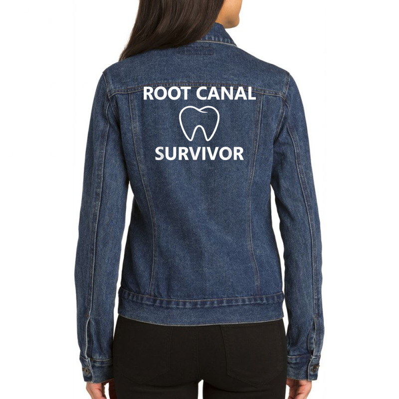 Root Canal Survivor Teeth Tooth Dental Treatment Endodontics T Shirt Ladies Denim Jacket by MoczoTenleigh | Artistshot