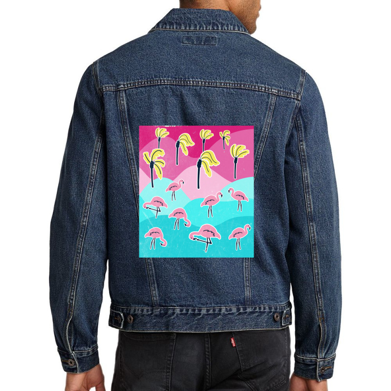 Flamingo In Paradise   Flamingo Men Denim Jacket by lajurkananoe | Artistshot