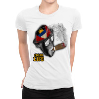 Cigar Monkey Outdoors Antigua Flag Ladies Fitted T-shirt | Artistshot