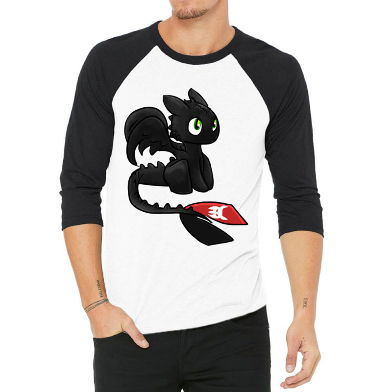 Red Tail Black Dragon Cute 3/4 Sleeve Shirt | Artistshot