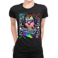 Ice Cream Dj Dance Music Turntable Hip Hop Rap House T Shirt Ladies Fitted T-shirt | Artistshot