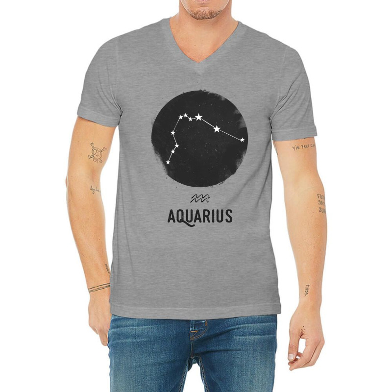 Minimal Aquarius Zodiac Sign V-neck Tee | Artistshot