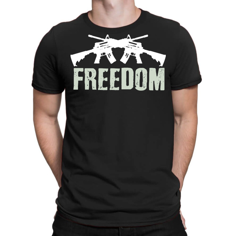 Independence Day T  Shirt Freedom Crossed M4 A1 Machine Guns For Veter T-shirt | Artistshot